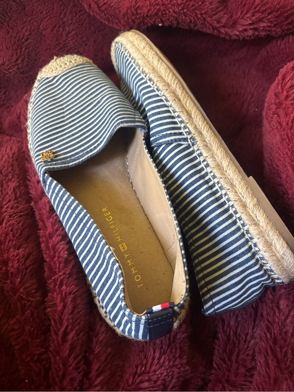 Tommy Hilfiger Navy and White Striped Espadrilles. Tried on once!